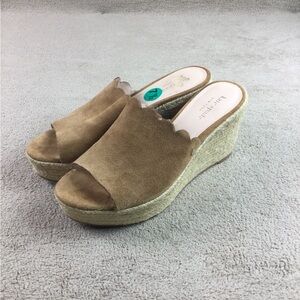 Kate Spade wedge espadrilles brown leather Womens size 7.5